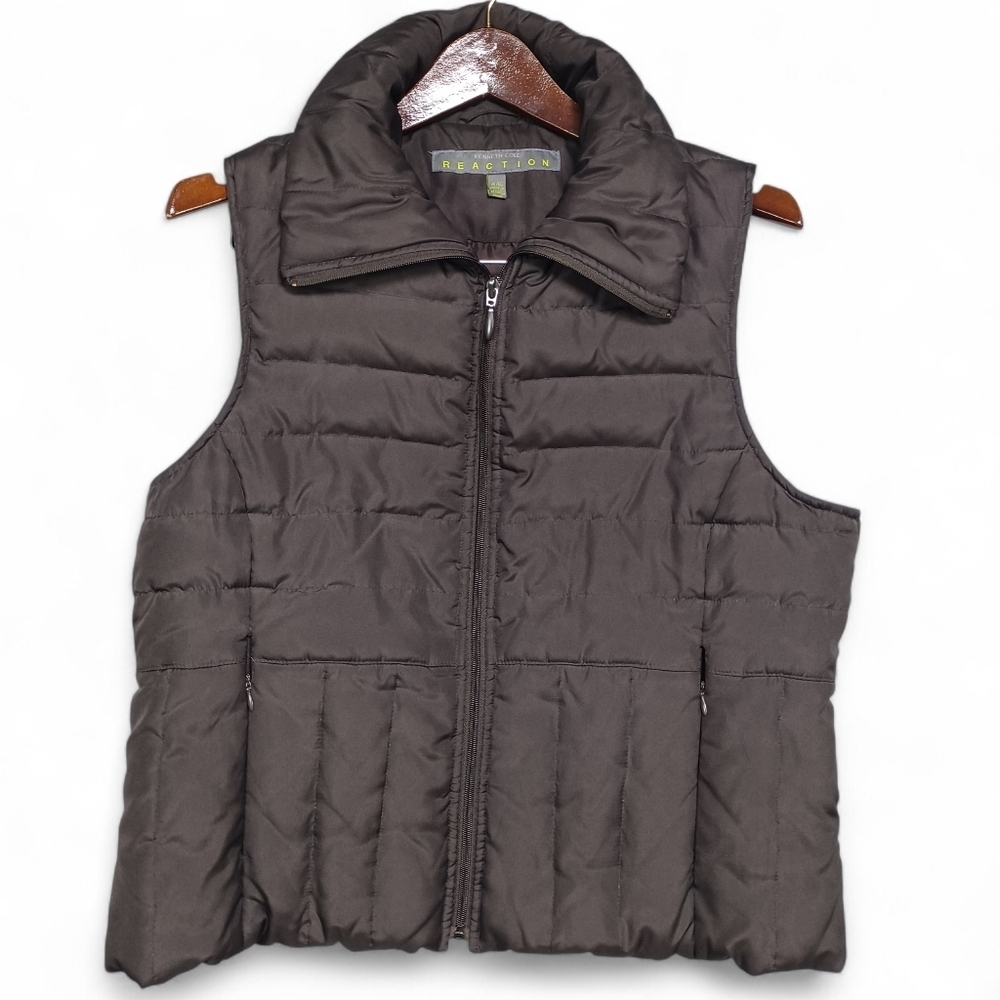 Kenneth Cole Reaction Women Down‎ Puffer Vest Brown XL Full Zip Quilted Layering